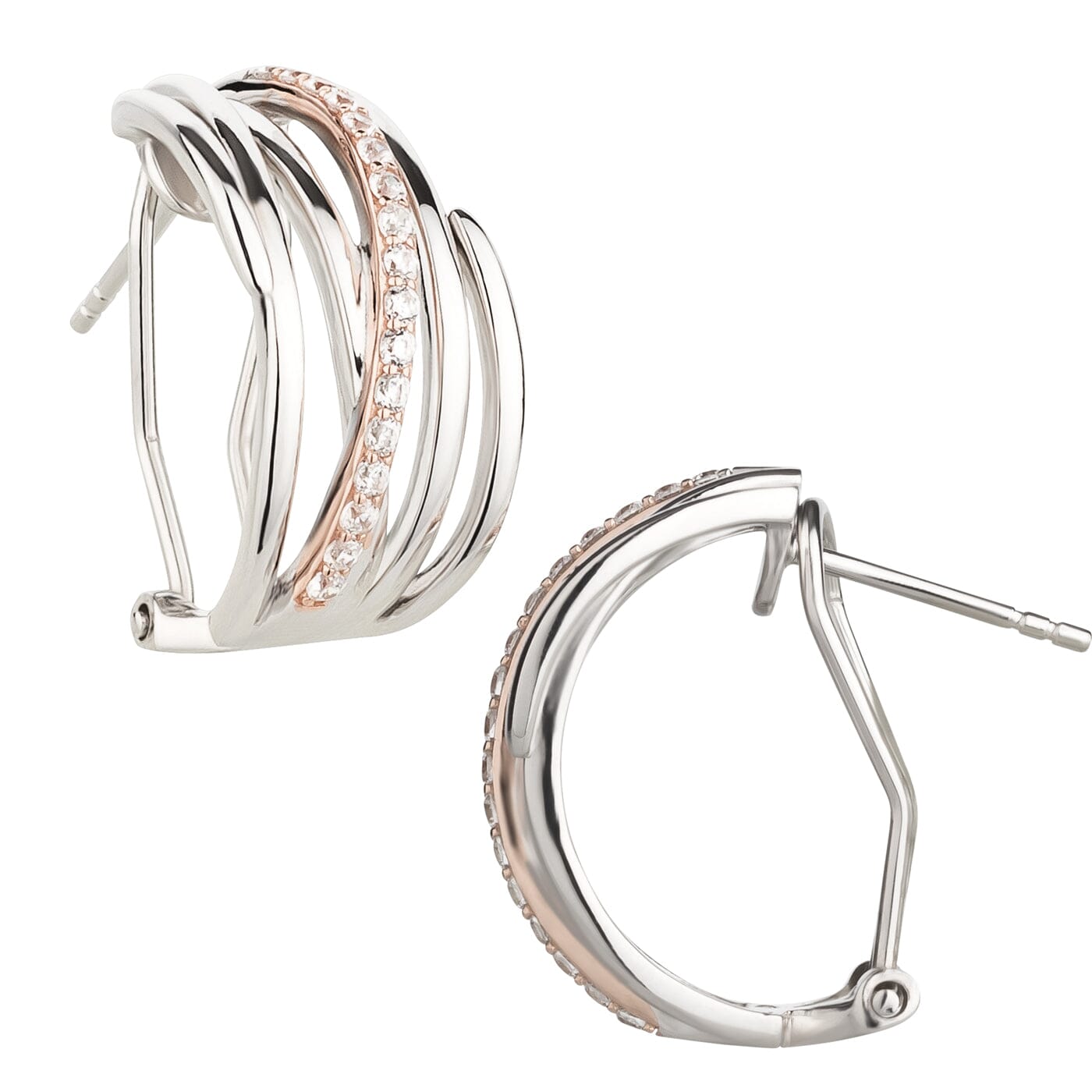 Ohrringe Halb-Creolen Harmonie Ohrringe 925 Silber mit Zirkonia Schöner-SD 