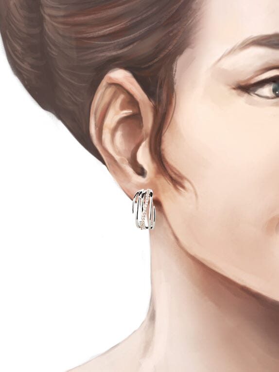 Ohrringe Halb-Creolen Harmonie Ohrringe 925 Silber mit Zirkonia Schöner-SD 