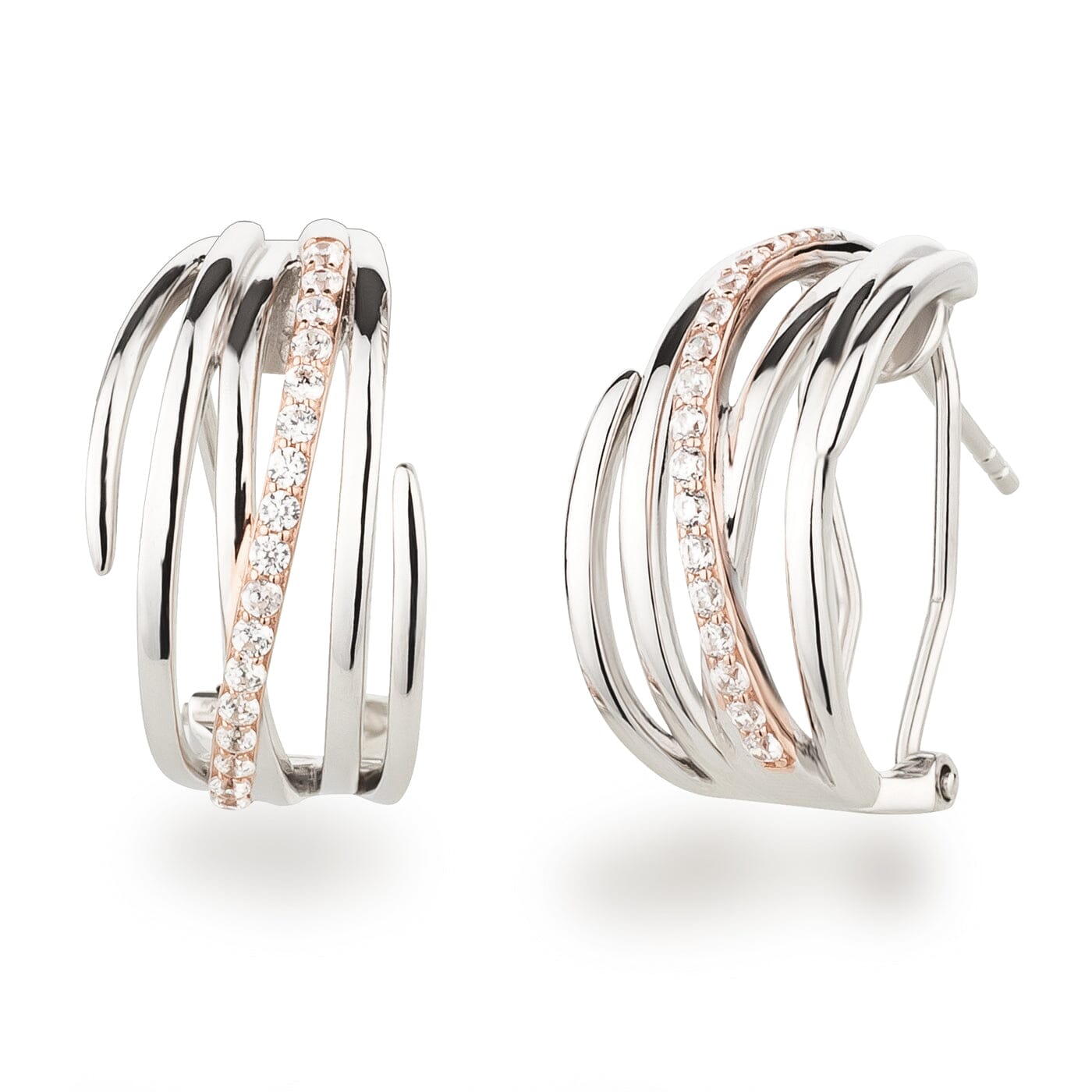 Ohrringe Halb-Creolen Harmonie Ohrringe 925 Silber mit Zirkonia Schöner-SD 