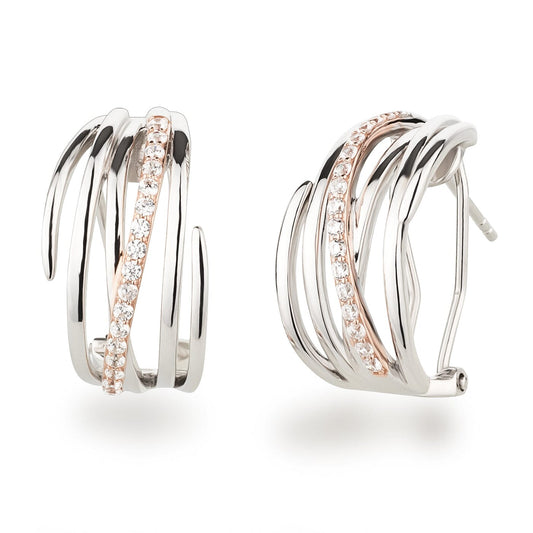 Ohrringe Halb-Creolen Harmonie Ohrringe 925 Silber mit Zirkonia Schöner-SD 