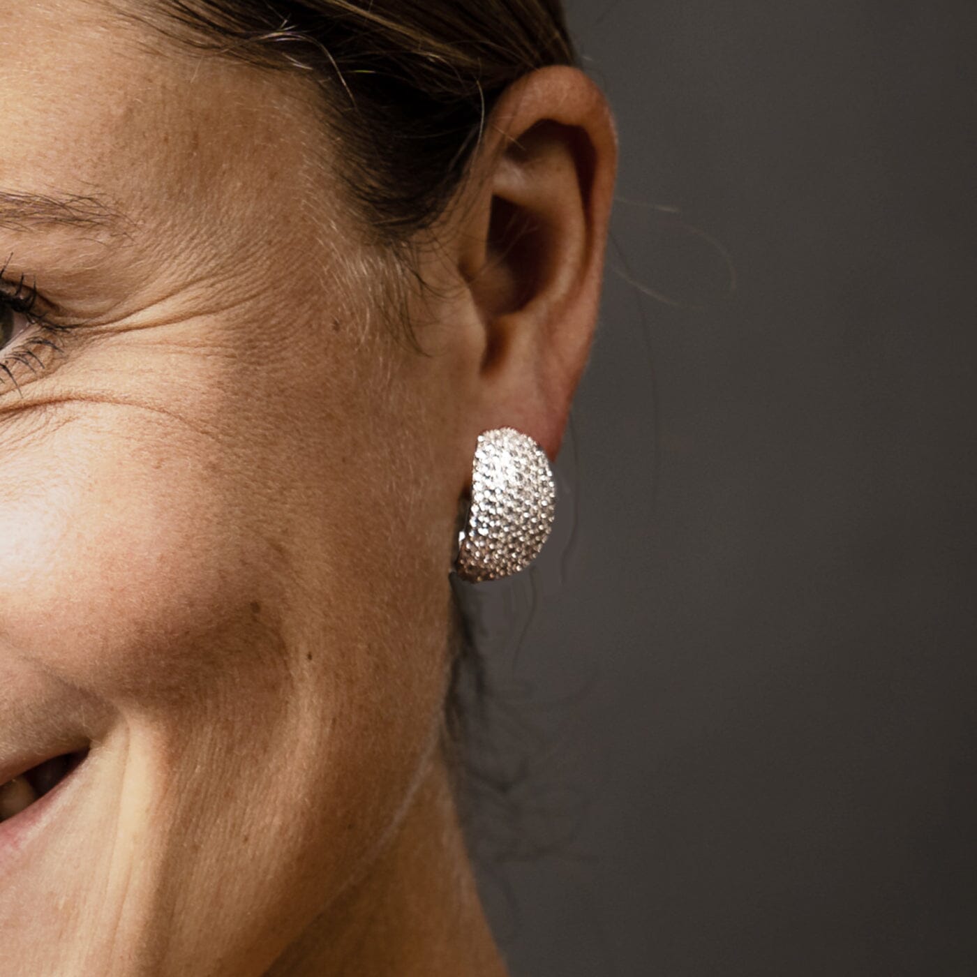 Ohrringe Strass Ohrringe Halb-Creolen 925 Silber mit vielen Zirkonia Schöner-SD 