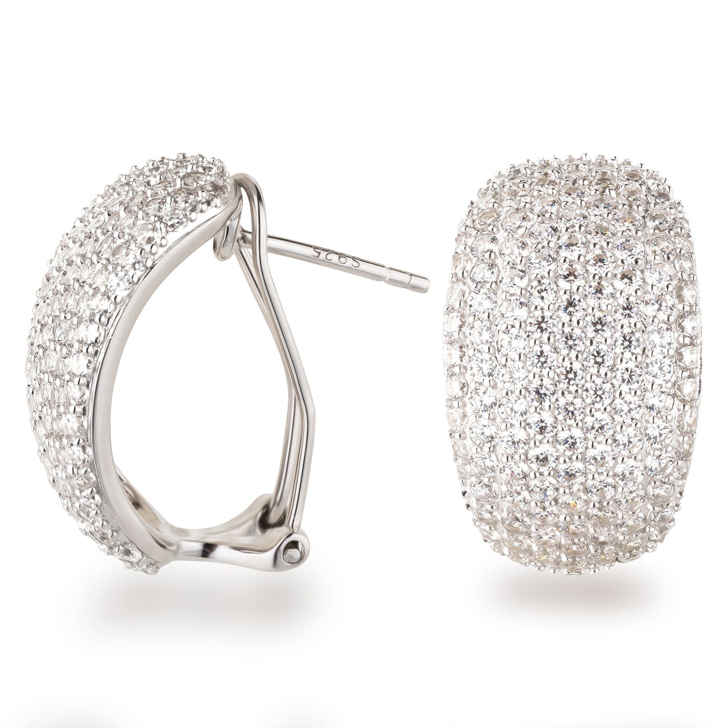 Ohrringe Strass Ohrringe Halb-Creolen 925 Silber mit vielen Zirkonia Schöner-SD 