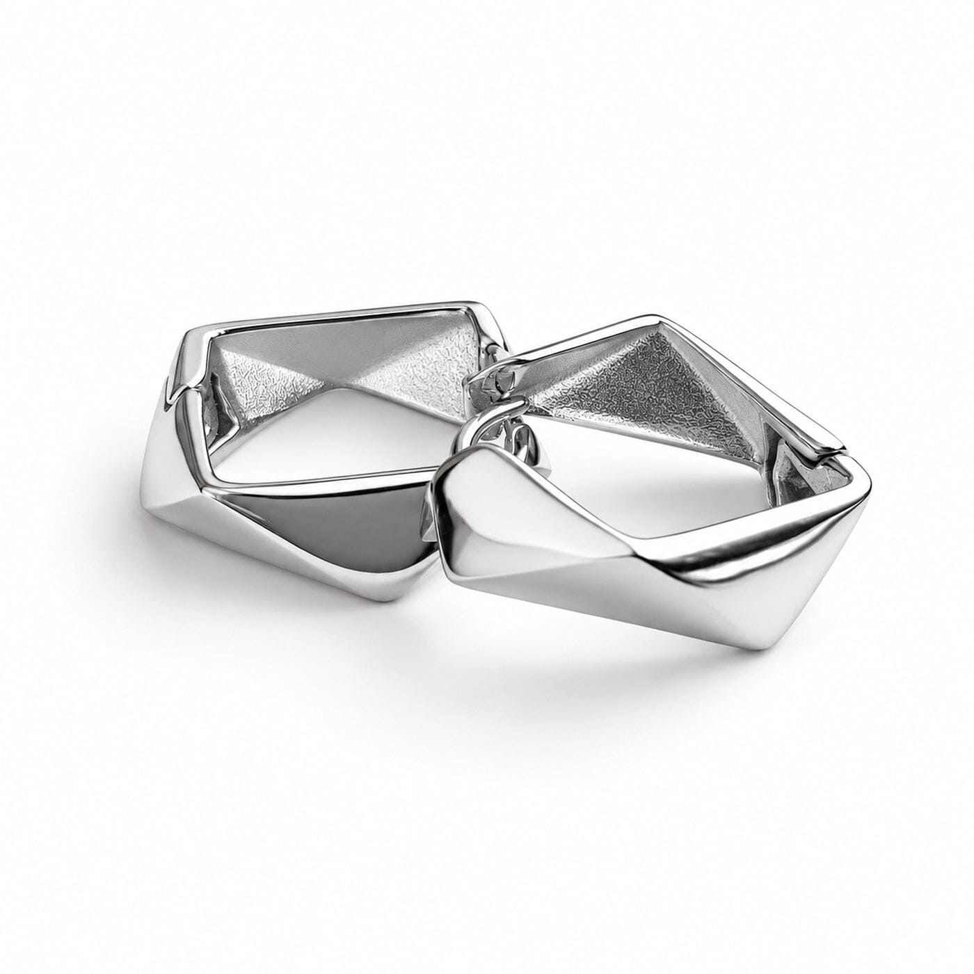 Ohrringe Eckige Edelstahl Creolen geometrisch in Silber oder Gold Schöner-SD 