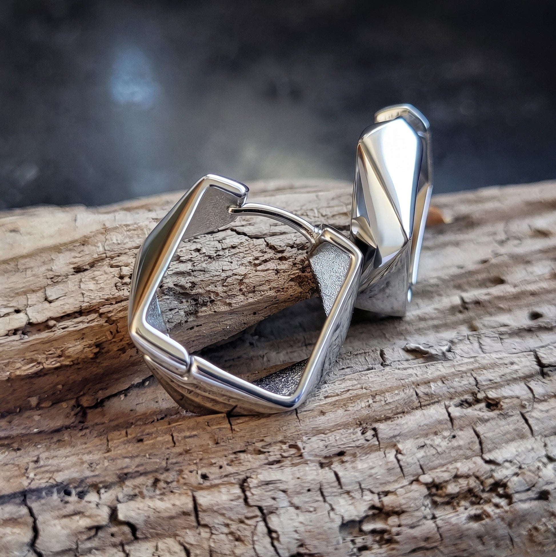 Ohrringe Eckige Edelstahl Creolen geometrisch in Silber oder Gold Schöner-SD 