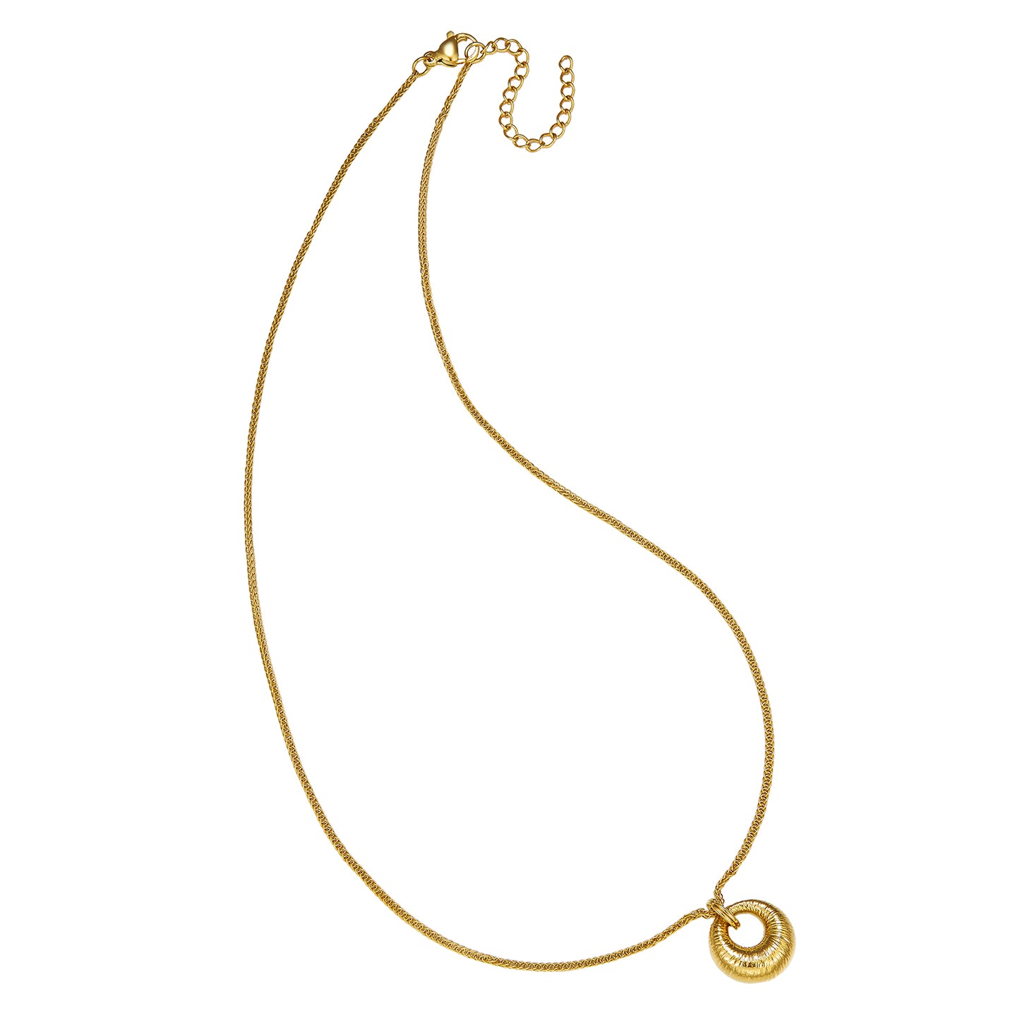 Halskette mit 3D-Ringanhänger Edelstahl Gold & Silber