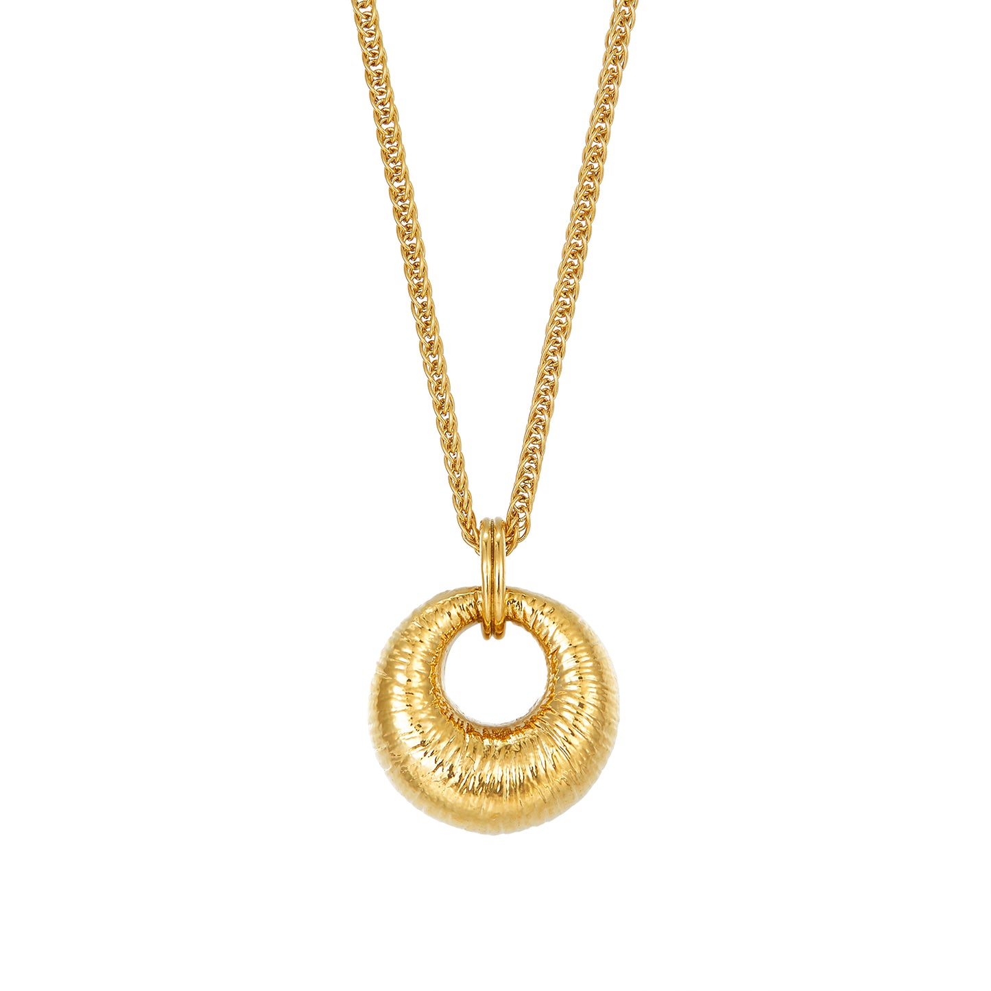 Halskette mit 3D-Ringanhänger Edelstahl Gold & Silber