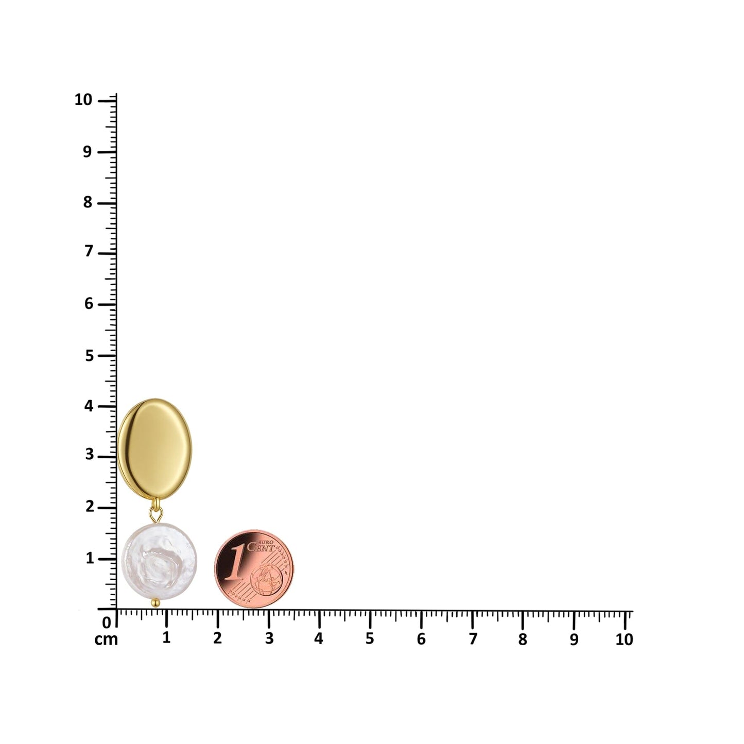 Ohrringe Edelstahl Ohrringe Gold mit Süßwasser-Münzperle hängend Schöner-SD 