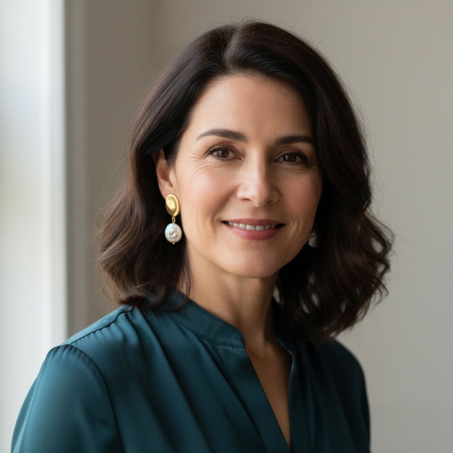 Ohrringe Edelstahl Ohrringe Gold mit Süßwasser-Münzperle hängend Schöner-SD 