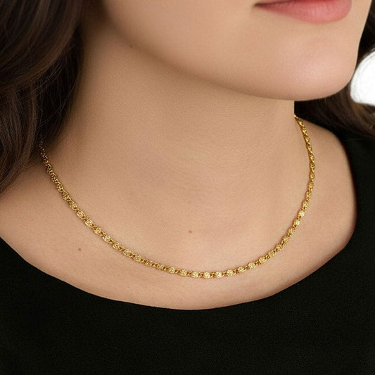 Halskette Vergoldete S-Panzerkette Edelstahl fein gemustert Schöner-SD 