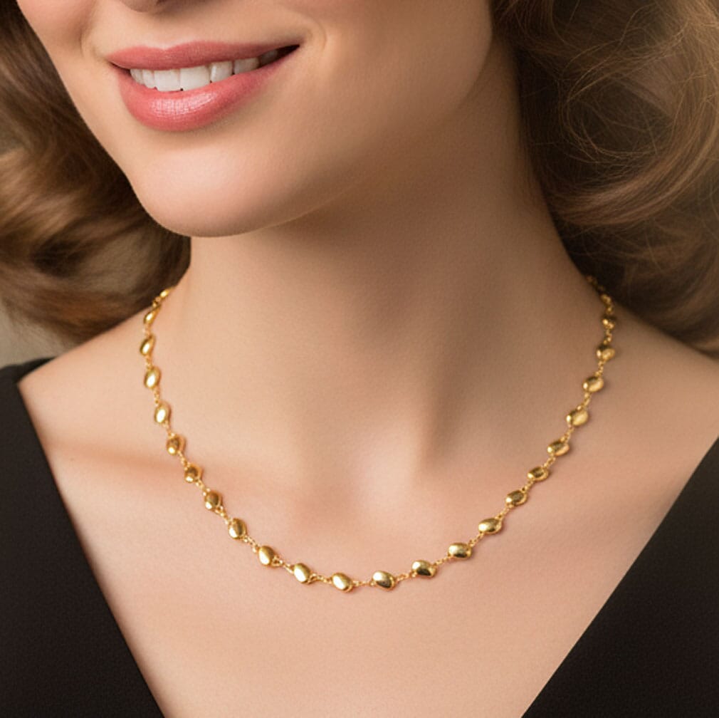 Halskette Vergoldete Damen Halskette mit ovalen Gliedern Edelstahl Schöner-SD 