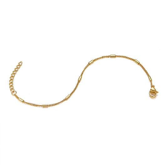 Armband Vergoldetes Armkettchen aus Edelstahl mit Zylinder-Elementen Schöner-SD 