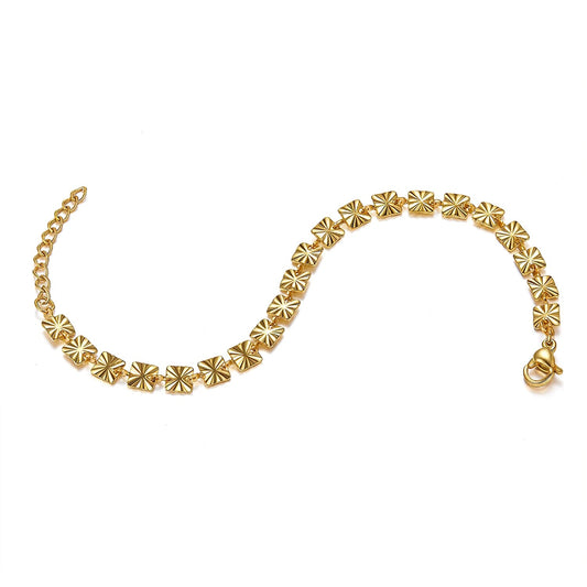 Armband Vergoldetes Armband flach mit Muster Edelstahl golden Schöner-SD 