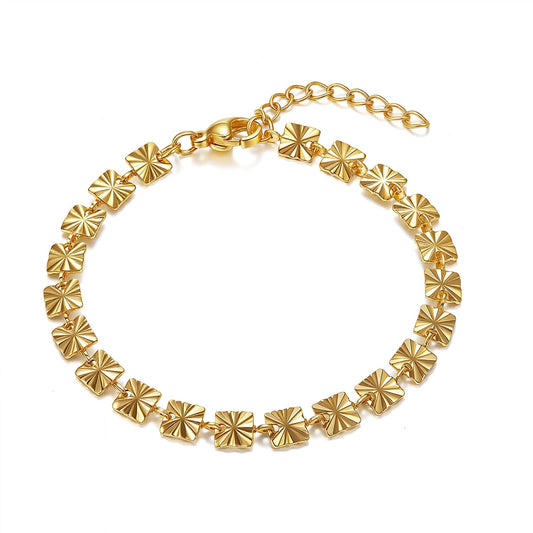 Armband Vergoldetes Armband flach mit Muster Edelstahl golden Schöner-SD 