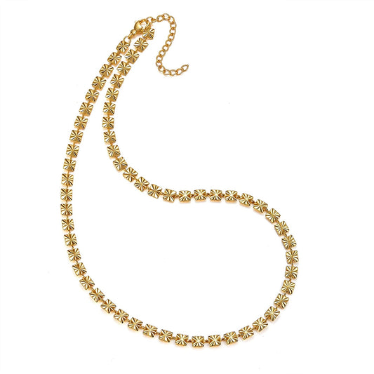 Halskette Vergoldete Halskette flach mit Muster Edelstahl golden Schöner-SD 
