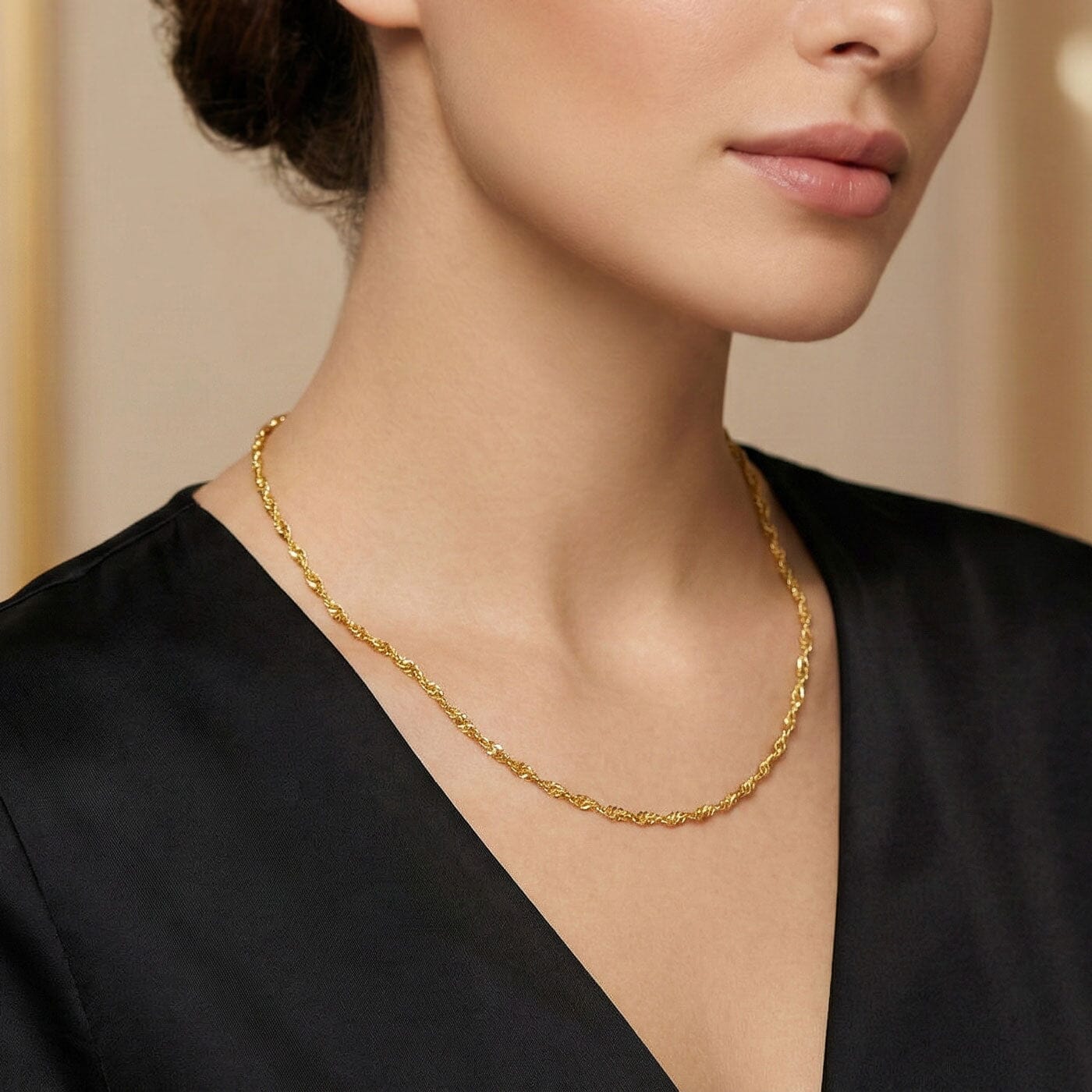 Halskette Singapurkette 2,6mm Edelstahl mit IP-Vergoldung Schöner-SD 