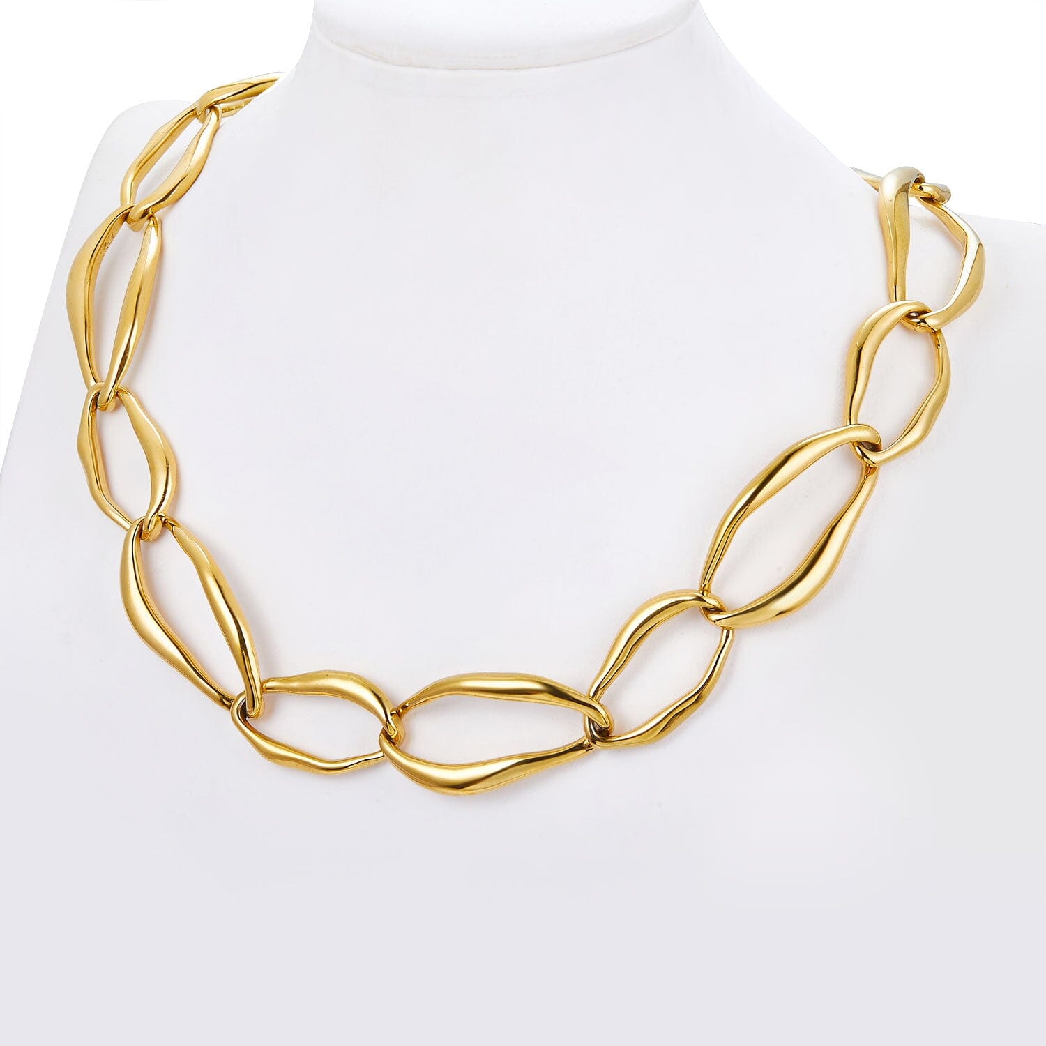 Halskette Statement Kette große Glieder Edelstahl gold Schöner-SD 