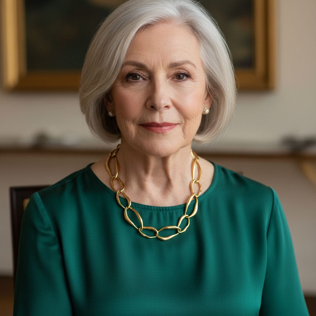 Halskette Statement Kette große Glieder Edelstahl gold Schöner-SD 