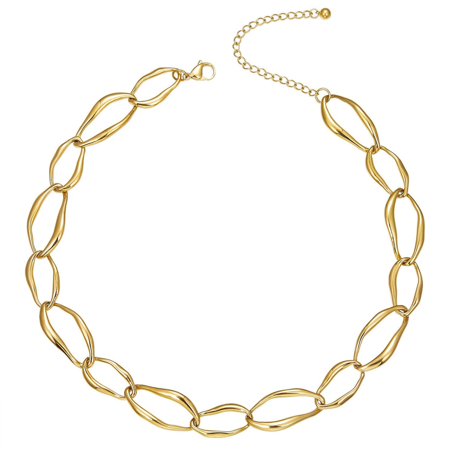 Halskette Statement Kette große Glieder Edelstahl gold Schöner-SD 