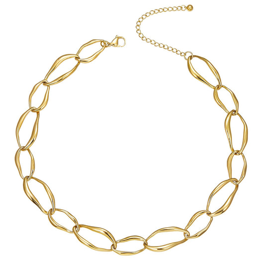 Halskette Statement Kette große Glieder Edelstahl gold Schöner-SD 