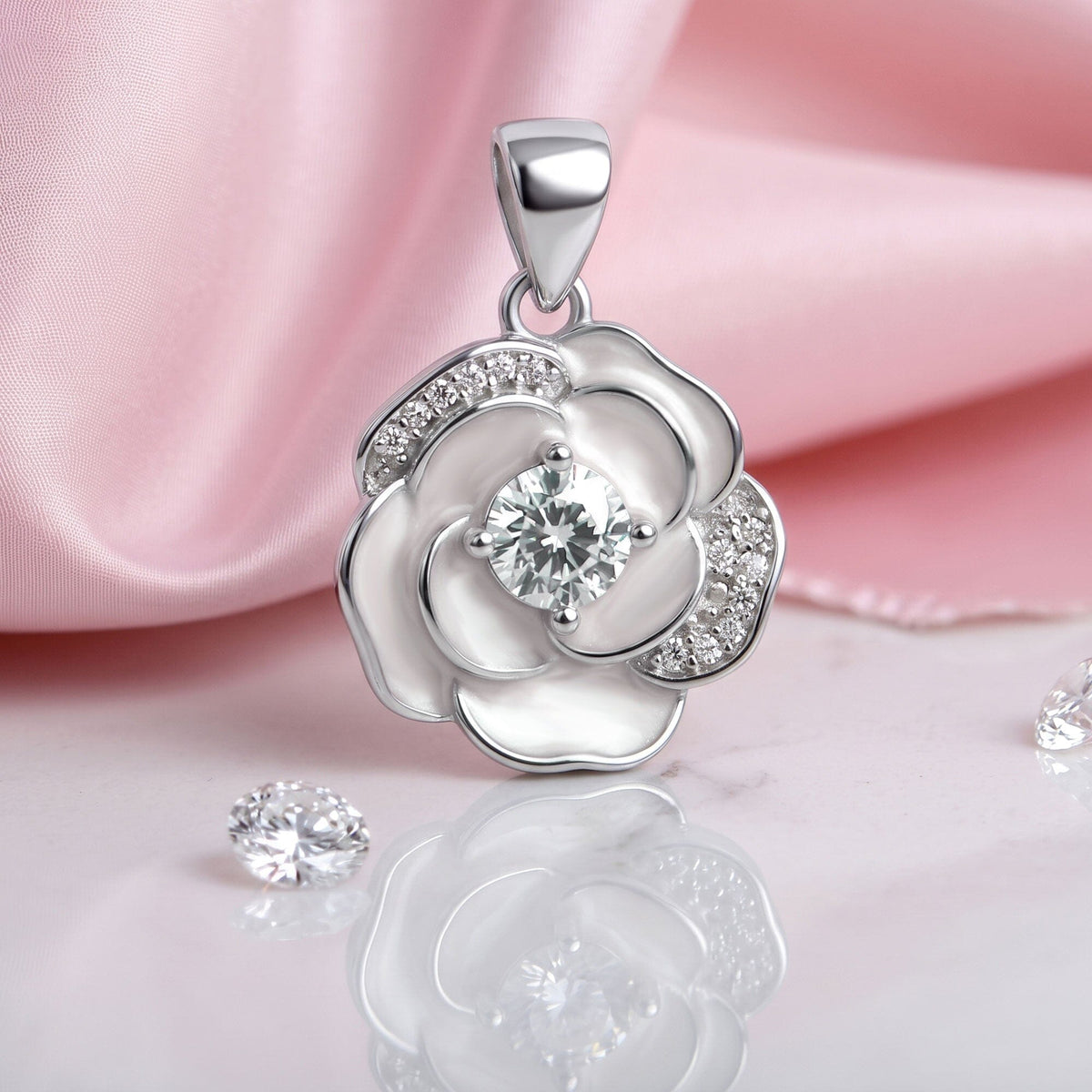 Anhänger Anhänger Blüte weiß 925 Siber mit Zirkonia Schöner-SD 