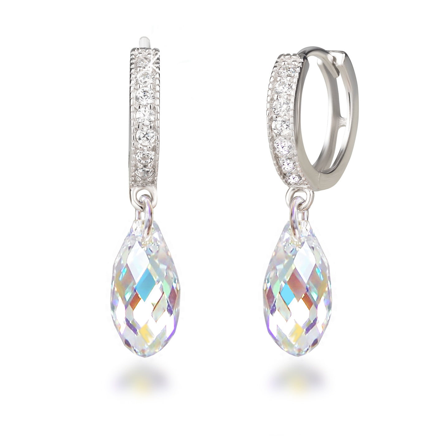 Ohrhänger 925 Silber mit Kristalltropfen und Zirkonia