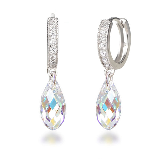 Ohrringe Aurora Boreale Ohrhänger 925 Silber mit Kristalltropfen und Zirkonia Schöner-SD 