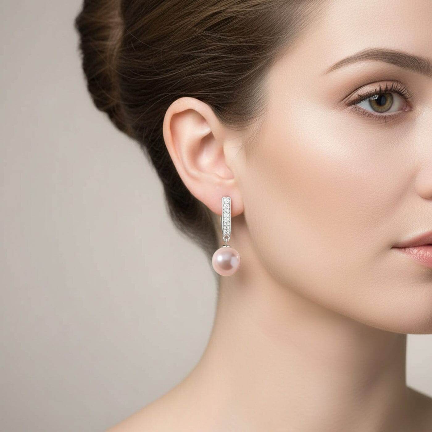 Ohrringe 925 Silber Perlenohrringe hängend Zirkonia Creolen mit 12mm Perlen Schöner-SD 