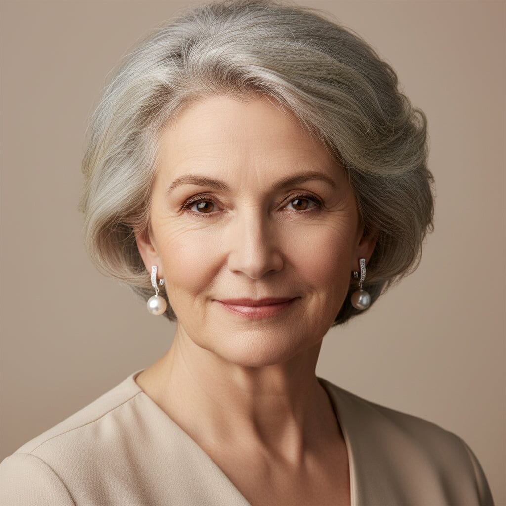 Ohrringe 925 Silber Perlenohrringe hängend Zirkonia Creolen mit 12mm Perlen Schöner-SD 