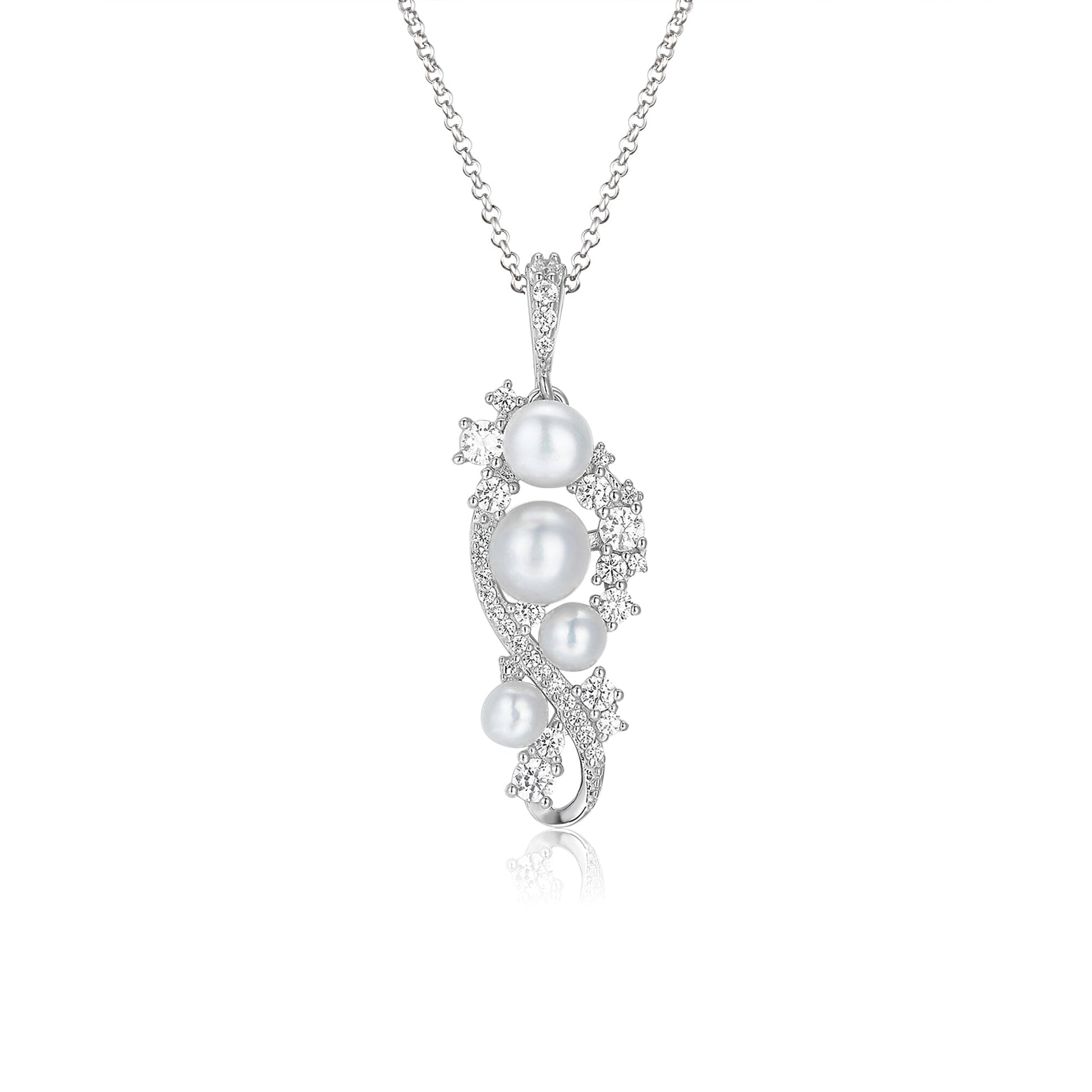 Kette mit Anhänger Damenkette mit Perlen-Anhänger Zirkonia 925 Silber Schöner-SD 