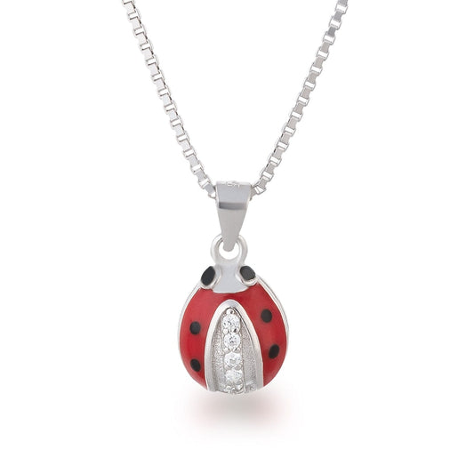 Kette mit Anhänger Kinderkette Marienkäfer 925 Silber für Mädchen Schöner-SD 