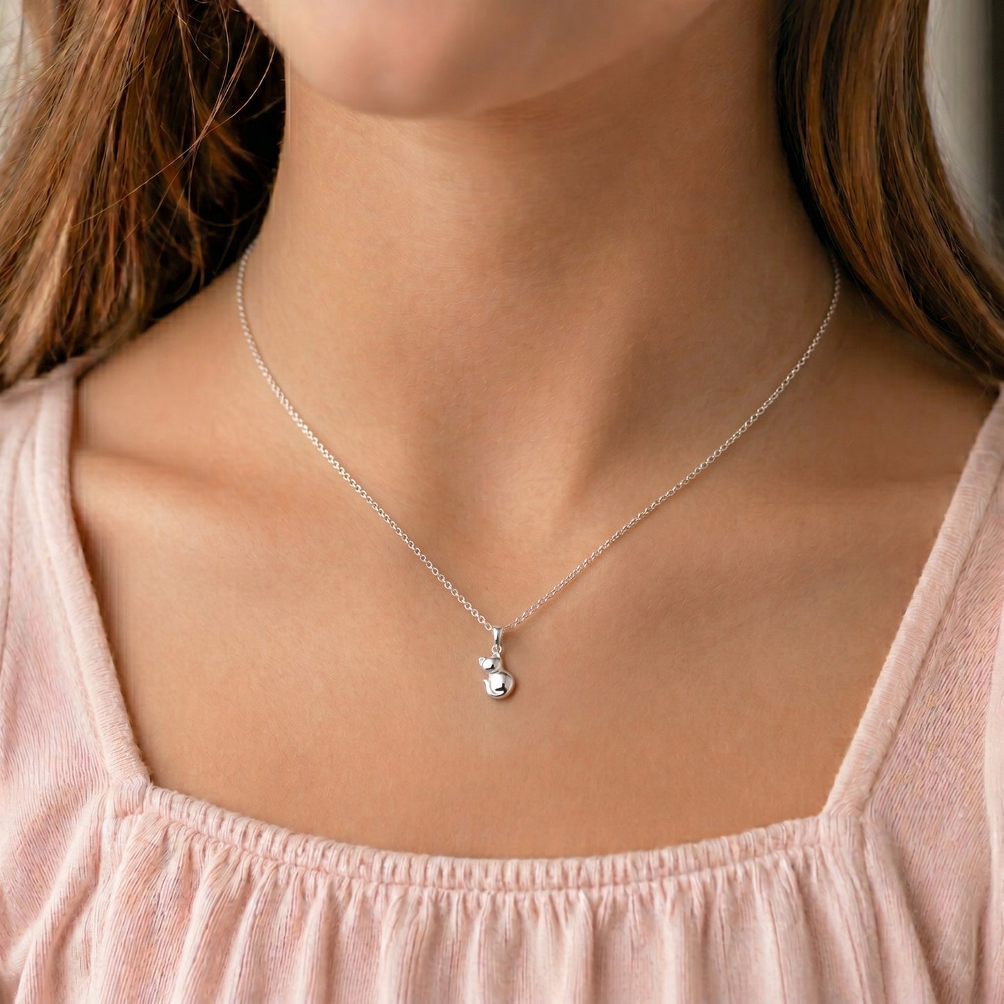 Katzenanhänger Kette 925 Silber | kleiner Kätzchen Anhänger