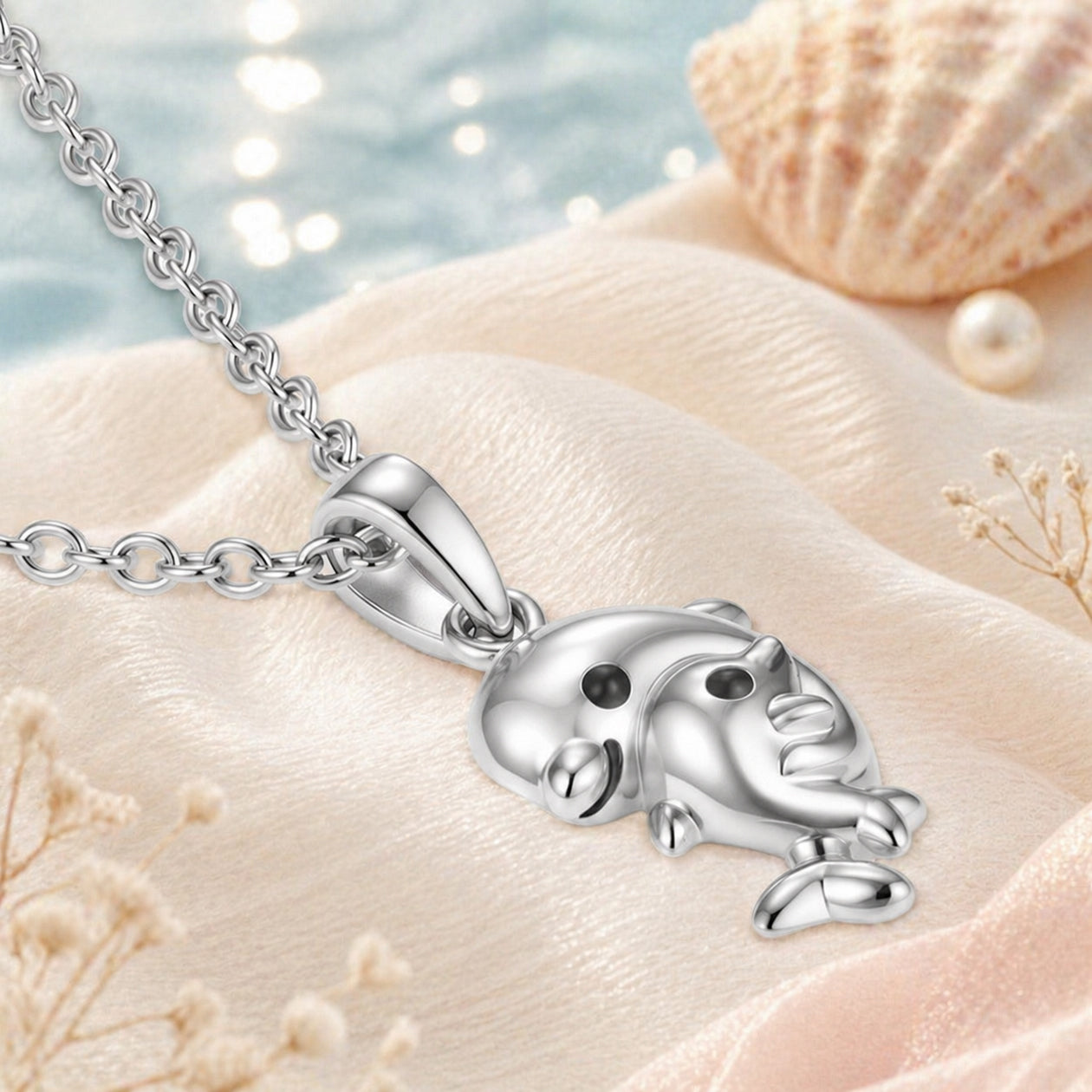 Delfin Anhänger Kinderkette 925 Silber rhodiniert