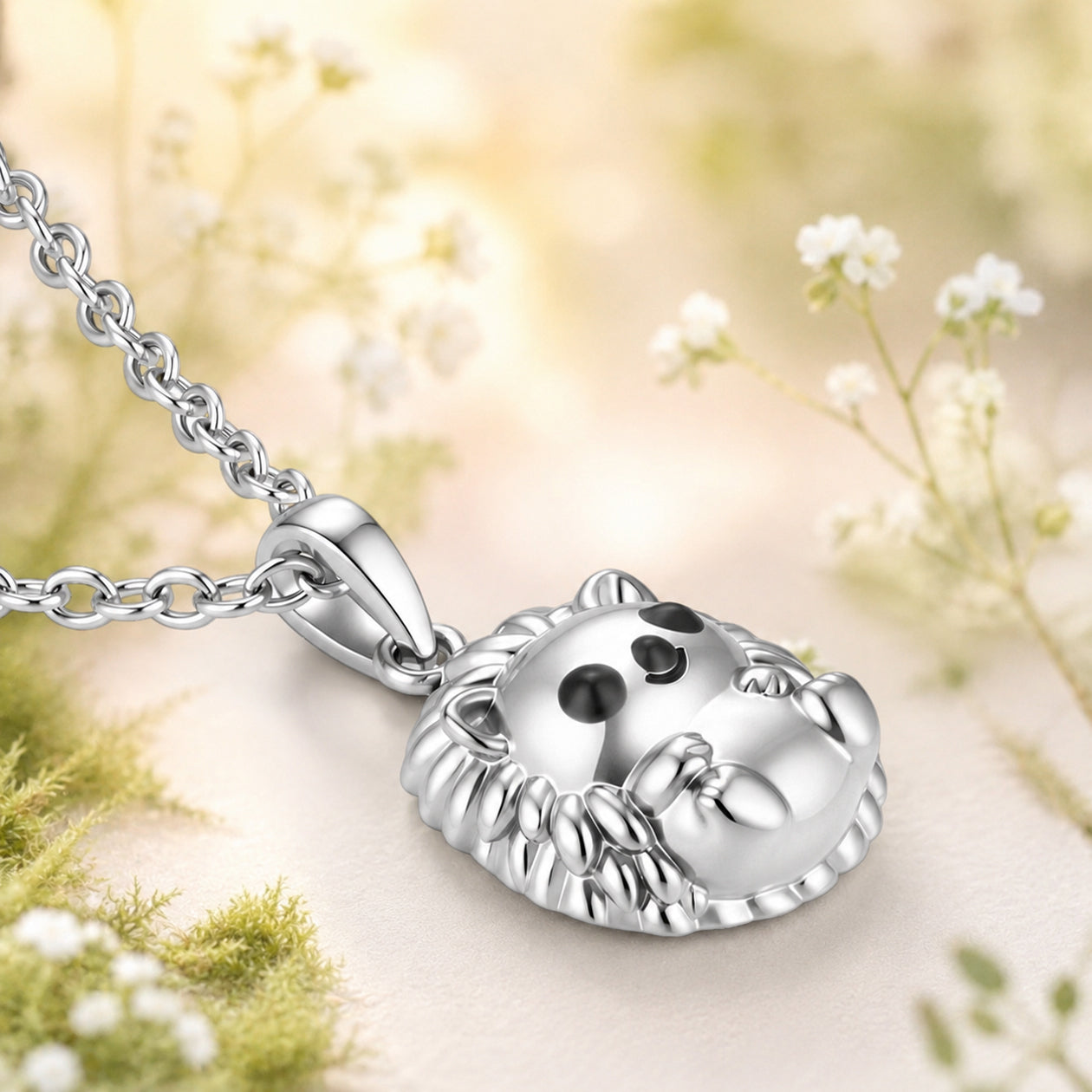 Igel Anhänger 925 Silber mit Kette | Niedlicher Glücksbringer