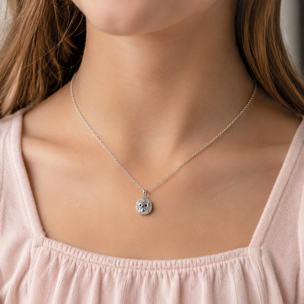 Igel Anhänger 925 Silber mit Kette | Niedlicher Glücksbringer