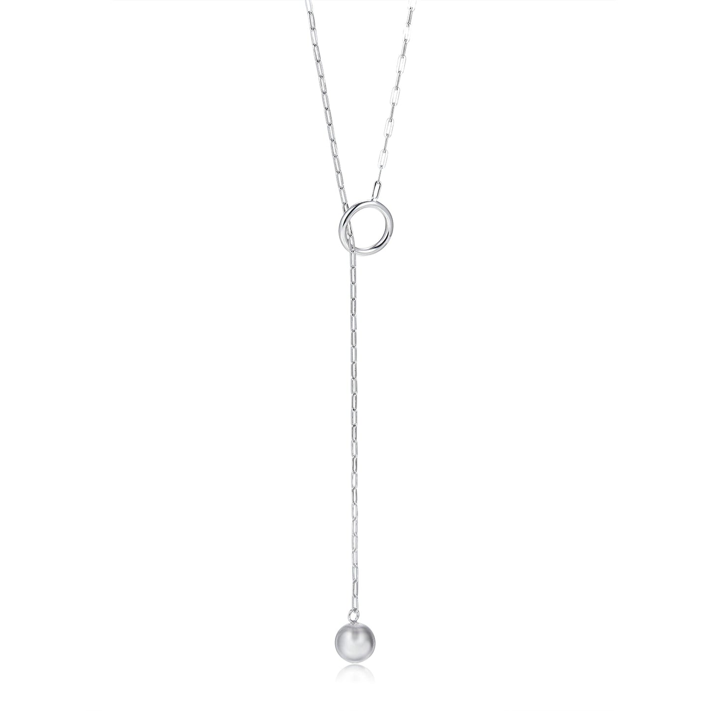 Halskette Y-Kette lang mit Kugel und Ring Schöner-SD 