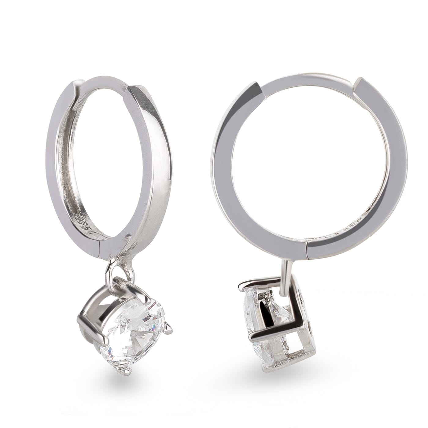 Ohrringe 925 Silber Creolen mit Zirkonia Anhänger Schöner-SD 