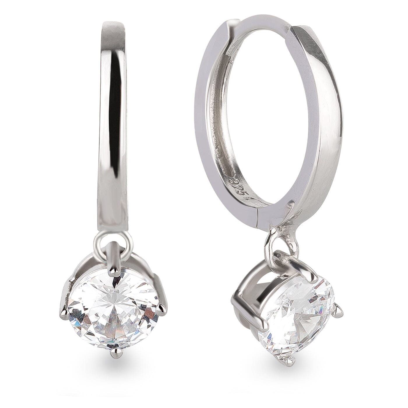 Ohrringe 925 Silber Creolen mit Zirkonia Anhänger Schöner-SD 