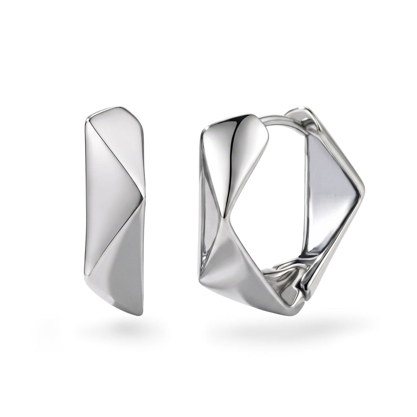 Ohrringe Eckige Edelstahl Creolen geometrisch in Silber oder Gold Schöner-SD 