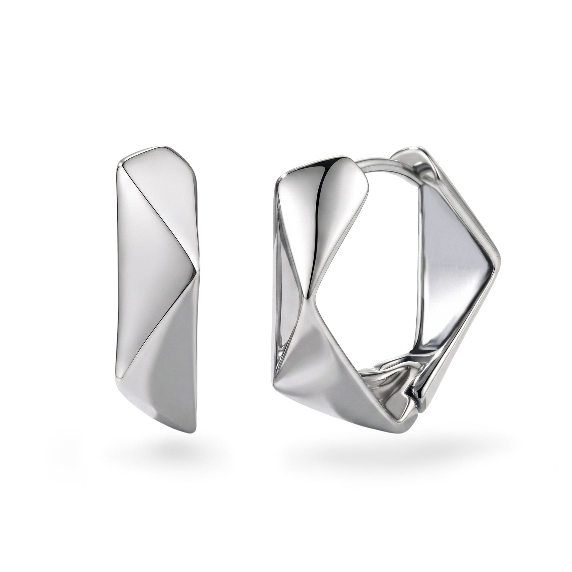 Ohrringe Eckige Edelstahl Creolen geometrisch in Silber oder Gold Schöner-SD 