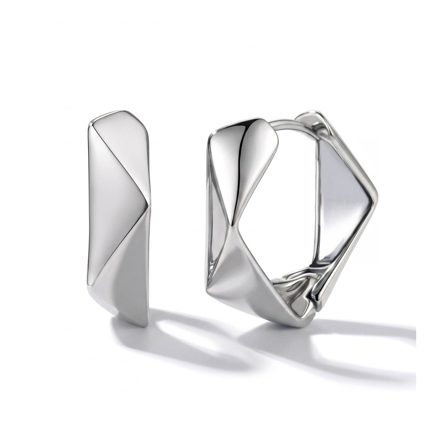 Ohrringe Edelstahl Eckige Edelstahl Creolen geometrisch in Silber oder Gold Schöner-SD 