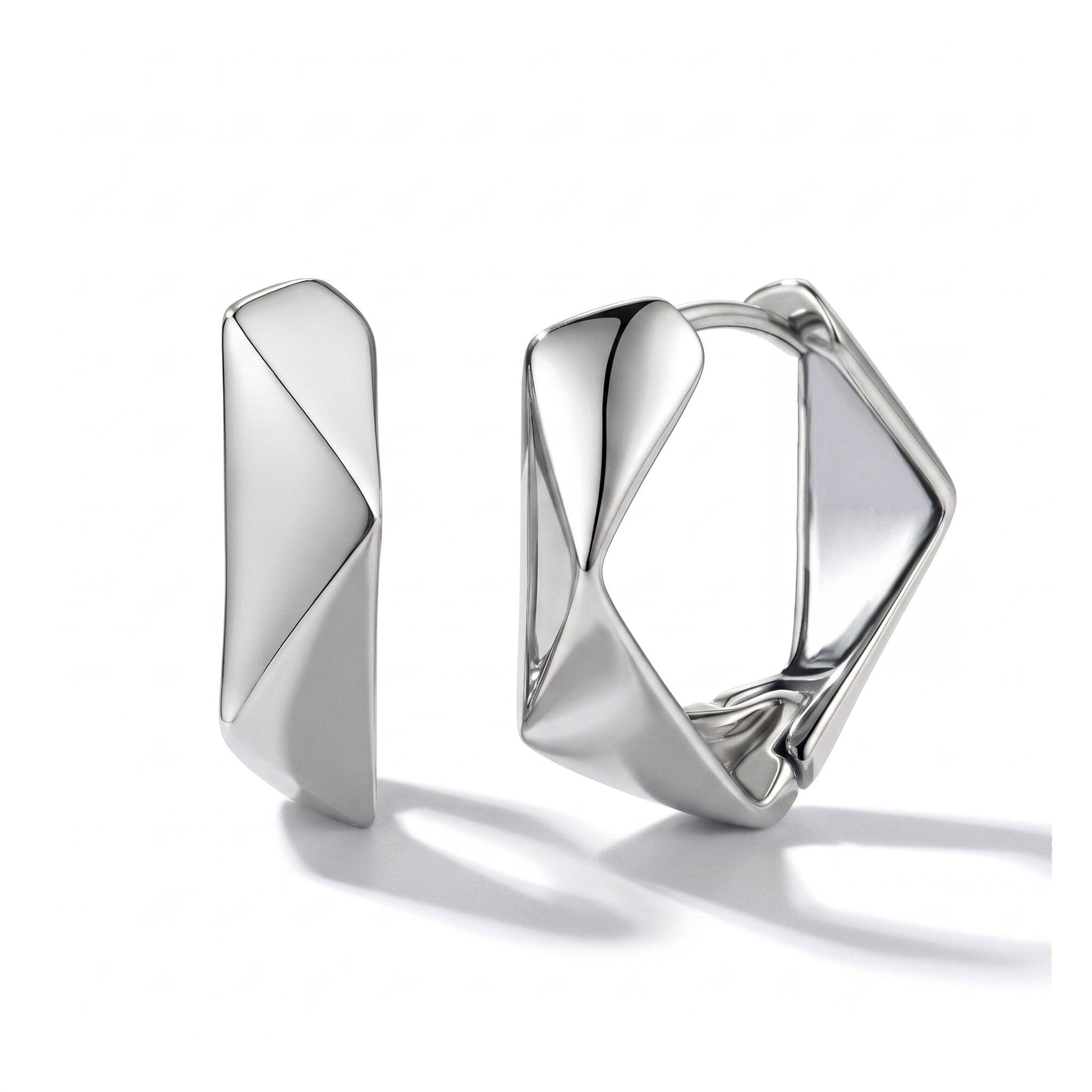 Ohrringe Edelstahl Eckige Edelstahl Creolen geometrisch in Silber oder Gold Schöner-SD 