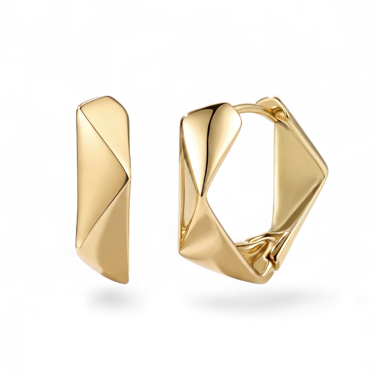 Ohrringe Eckige Edelstahl Creolen geometrisch in Silber oder Gold Schöner-SD 