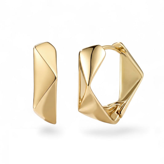 Ohrringe Eckige Edelstahl Creolen geometrisch in Silber oder Gold Schöner-SD 