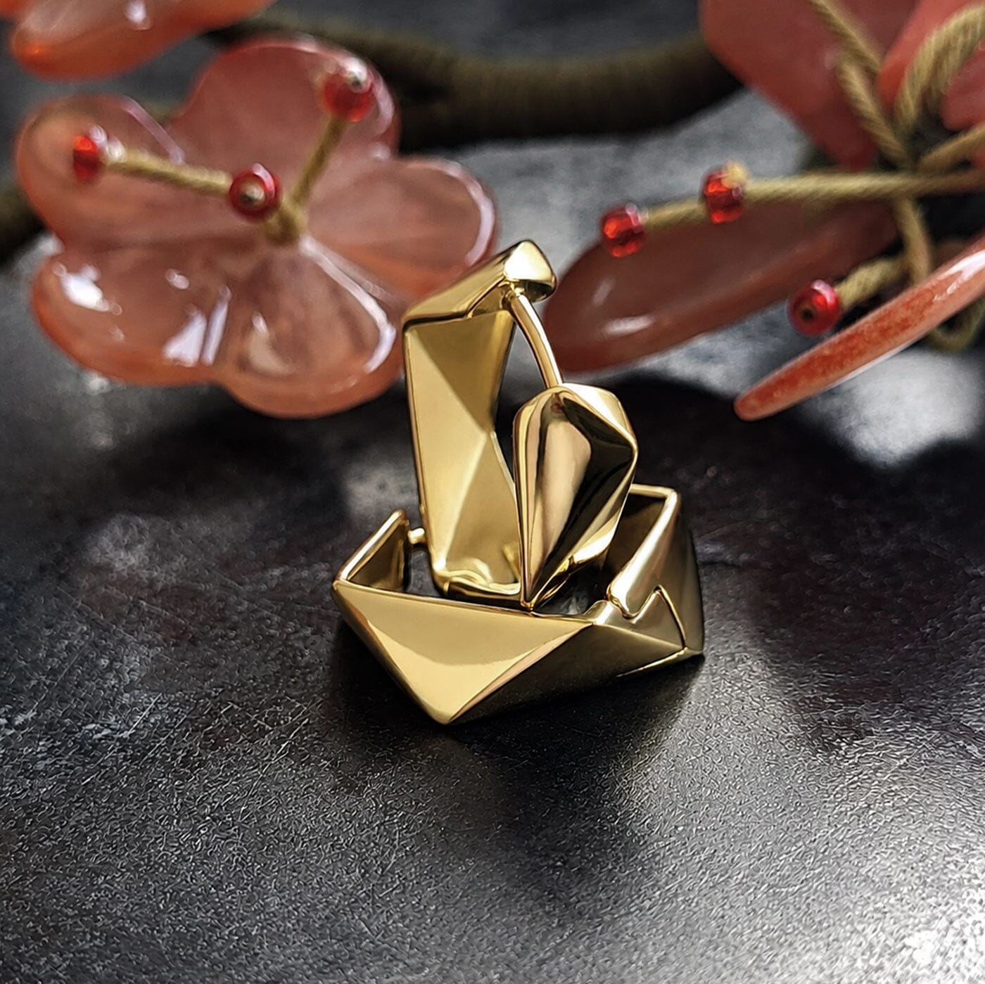 Ohrringe Eckige Edelstahl Creolen geometrisch in Silber oder Gold Schöner-SD 