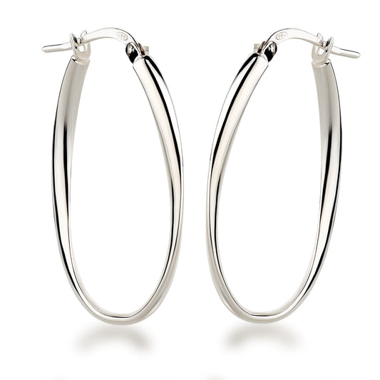 Ohrringe Große Creolen oval 925 Silber glänzend 30 mm 45 mm Schöner-SD 