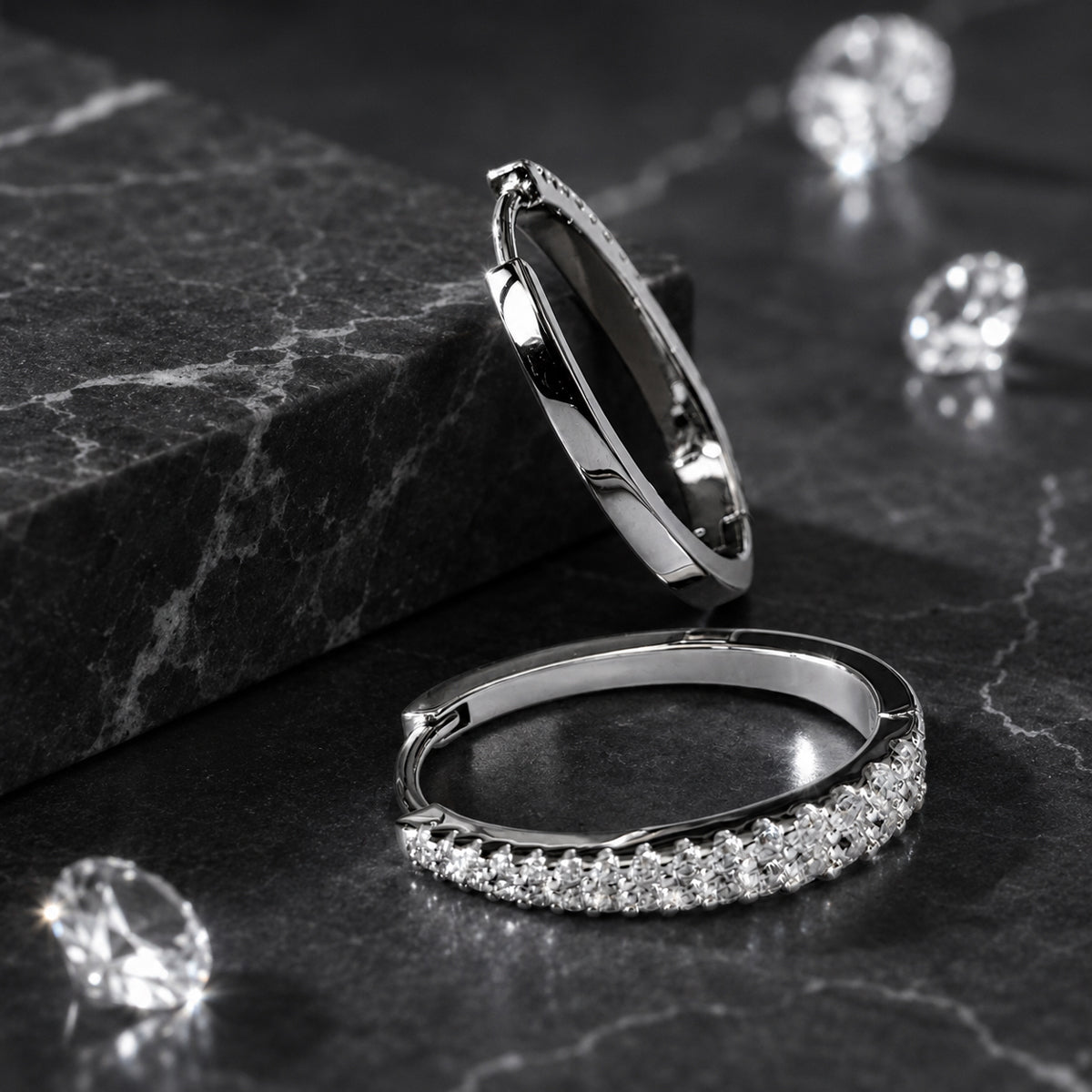 Silbercreolen oval 19 mm 925 Silber mit Zirkonia