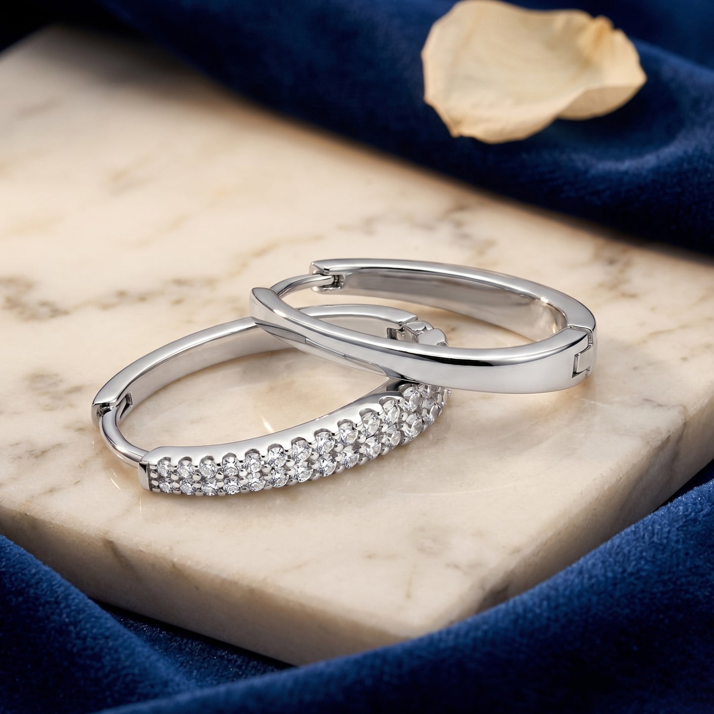 Silbercreolen oval 19 mm 925 Silber mit Zirkonia