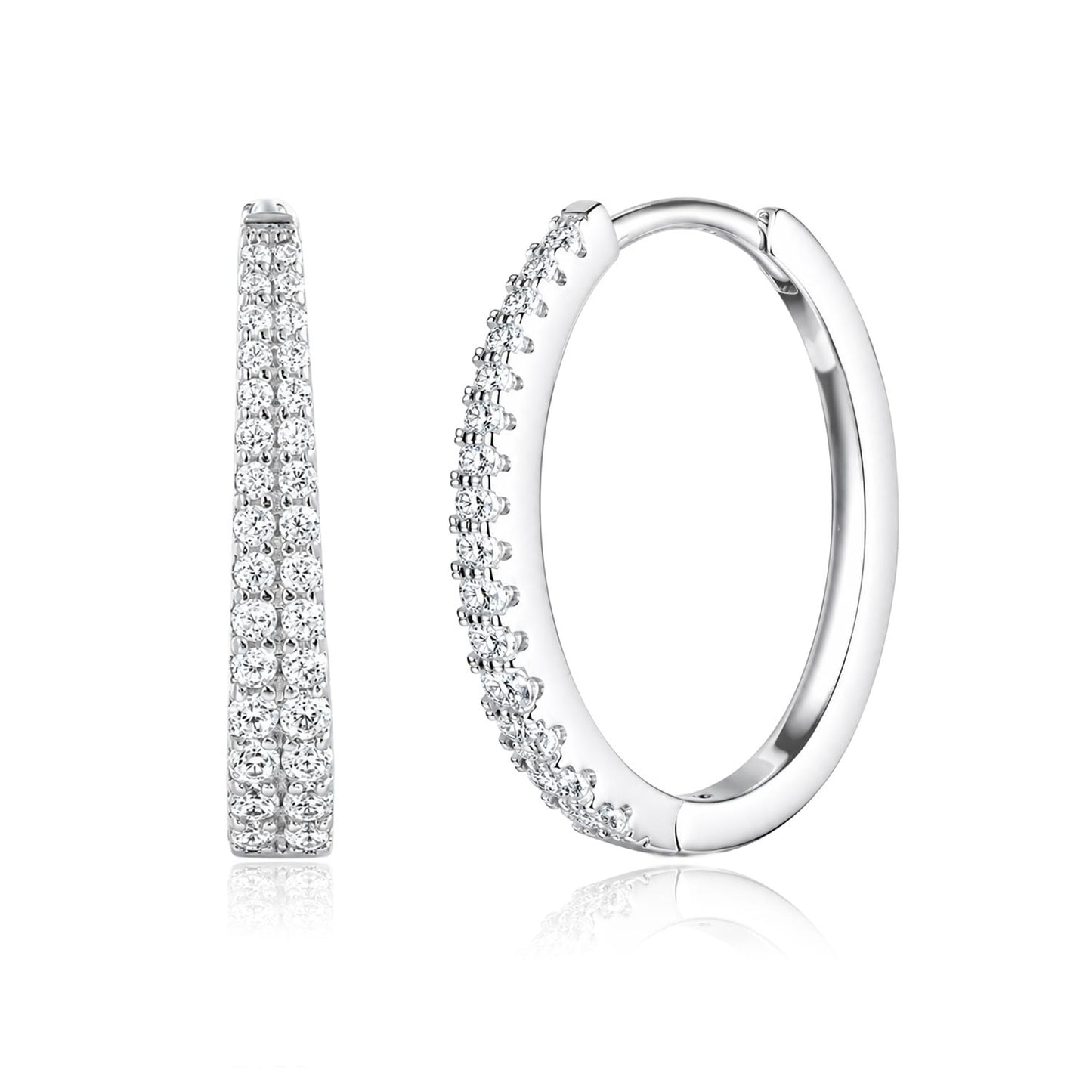 Silbercreolen oval 19 mm 925 Silber mit Zirkonia
