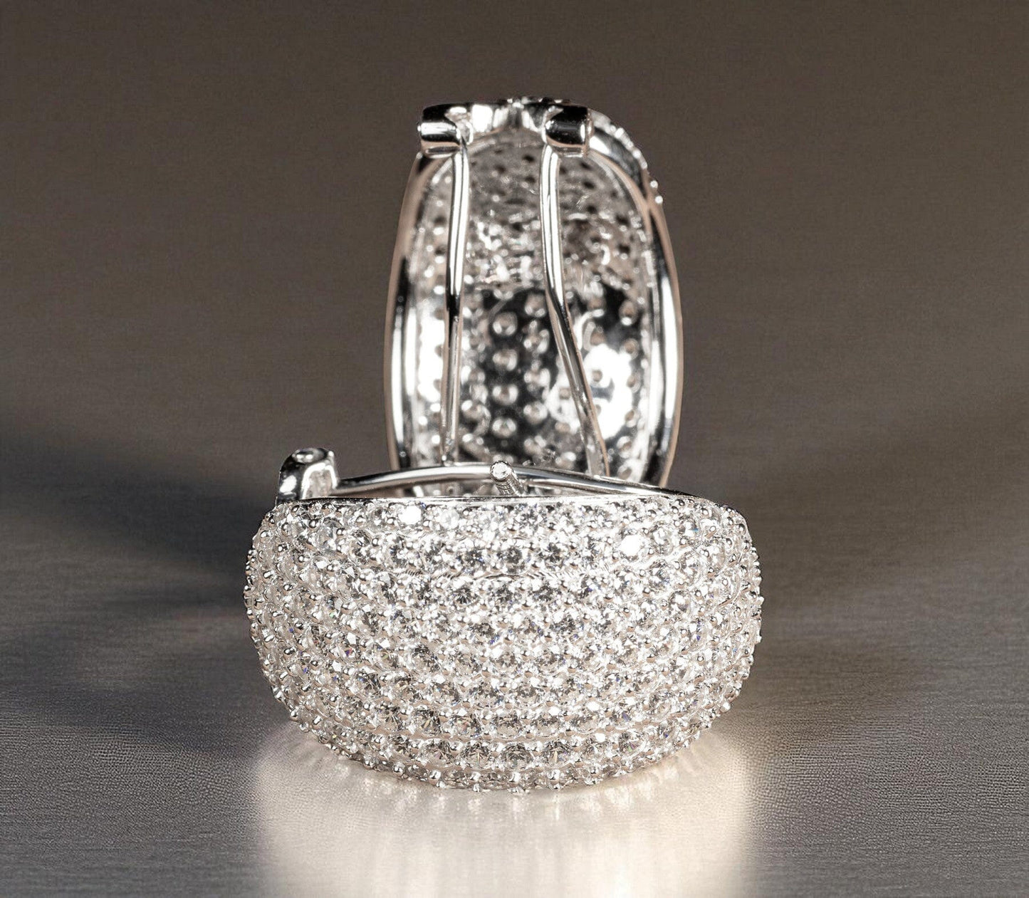 Ohrringe Strass Ohrringe Halb-Creolen 925 Silber mit vielen Zirkonia Schöner-SD 