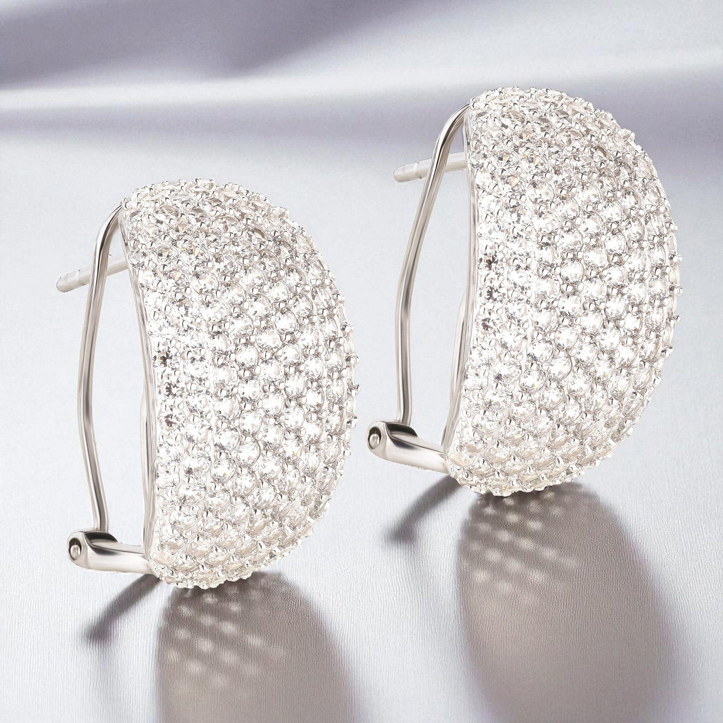 Ohrringe Strass Ohrringe Halb-Creolen 925 Silber mit vielen Zirkonia Schöner-SD 
